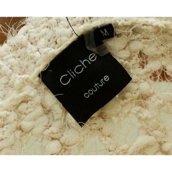 Cliche Couture Sweater Ivory Soft White Cream Fuzzy  Sweater Size Medium - Picture 5 of 5